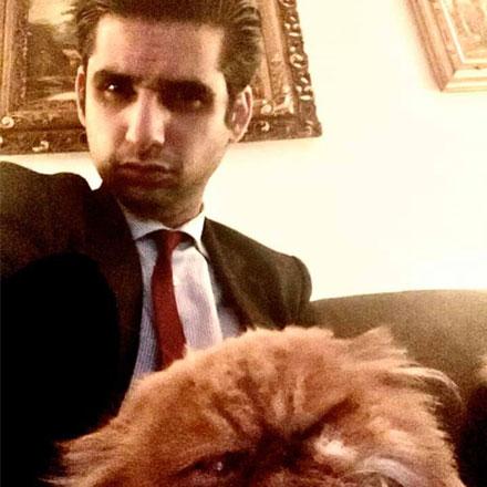 Myself at home with my Persian Cat, Leo (winter 2019)